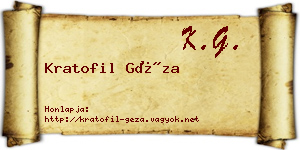Kratofil Géza névjegykártya